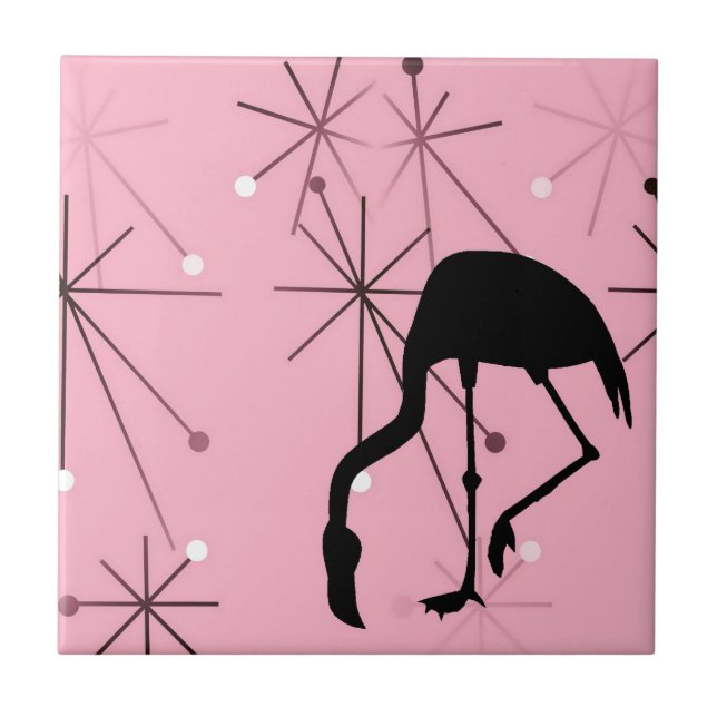 Rosa Flamingo Mid Century Modern Stjärnknopp Kakelplatta (Framsidan)
