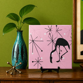 Rosa Flamingo Mid Century Modern Stjärnknopp Kakelplatta