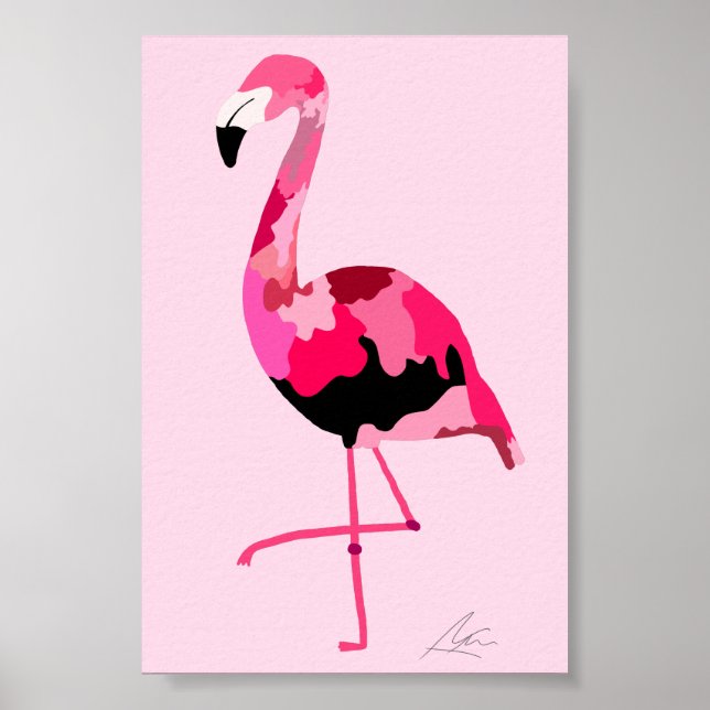 Rosa Flamingo Modern Art Exotic Poster (Framsidan)
