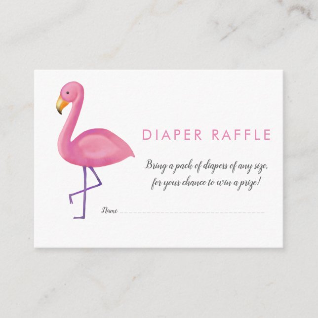 Rosa Flamingo Modern Baby Shower Diaper Raffle Tilläggskort (Framsida)