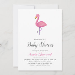 Rosa Flamingo Modern Baby Shower Inbjudningar