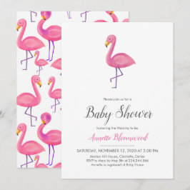 Rosa Flamingo Modern Baby Shower Inbjudningar