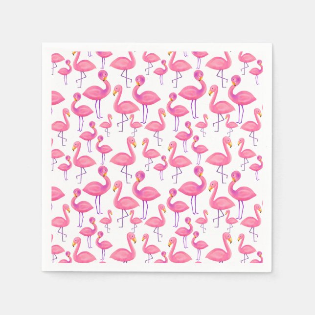 Rosa Flamingo Modern Baby Shower Pappersservett (Framsidan)