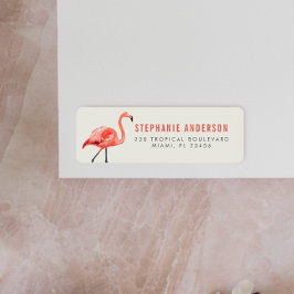Rosa Flamingo | Modern Returadress i Typografi Returadress Etikett