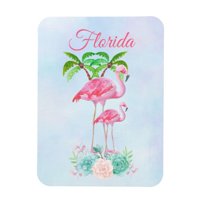Rosa Flamingo Momma & Baby Florida Magnet (Vertikal)