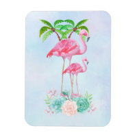Rosa Flamingo Momma & Baby med Handflatan Träd