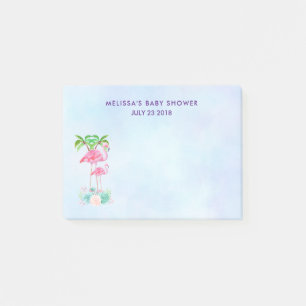 Rosa Flamingo Momma & Baby med Handflatan Träd Post-it Block