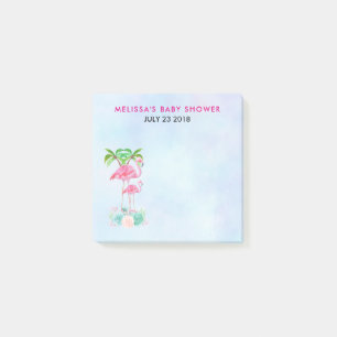 Rosa Flamingo Momma & Baby med Handflatan Träd Post-it Block