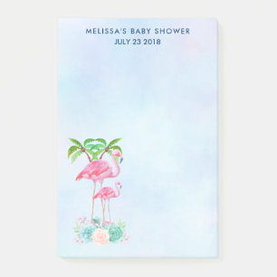 Rosa Flamingo Momma & Baby med Handflatan Träd Post-it Block