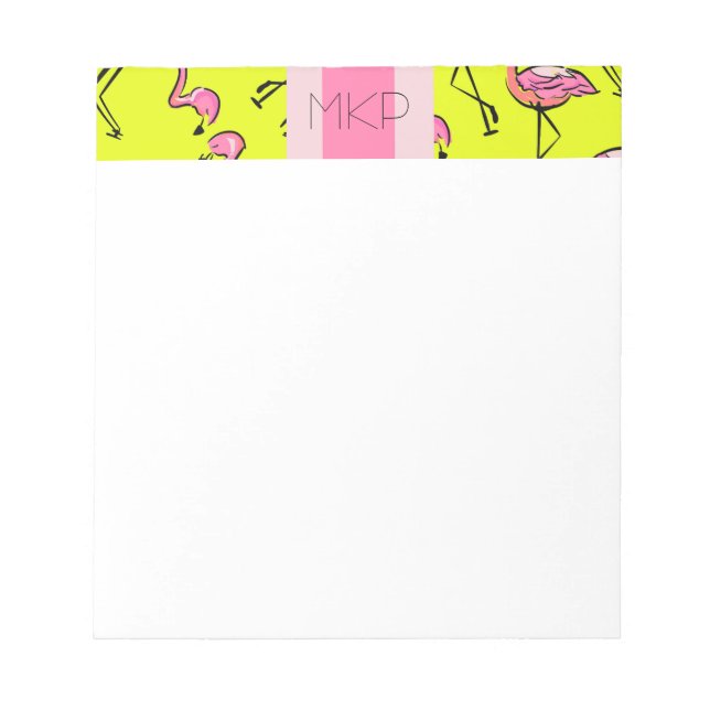 Rosa Flamingo Monogram Notisblock Anteckningsblock (Framsida)