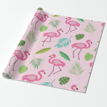Rosa Flamingo Mönster med Tropiska blad