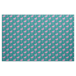 Rosa Flamingo Mönster på Teal Tyg