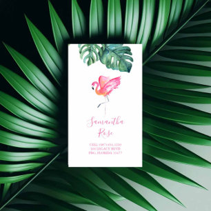 Rosa Flamingo Monstera Handflatan Löv Visitkort