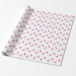 Rosa Flamingo Mönstrad Chic Trendig Cool Vit Presentpapper