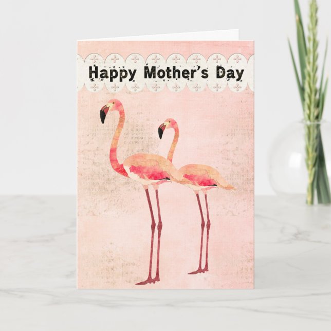 Rosa Flamingo Mors dag Card Kort (Framsida)