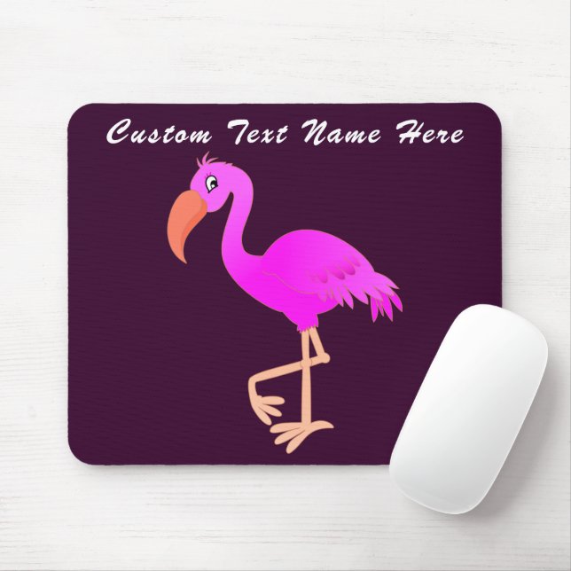 Rosa Flamingo Mouse Pad med Anpassningsbar Text oc Musmatta (Med mus)