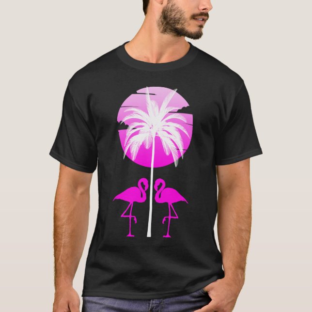 Rosa Flamingo Natur T Shirt (Framsida)
