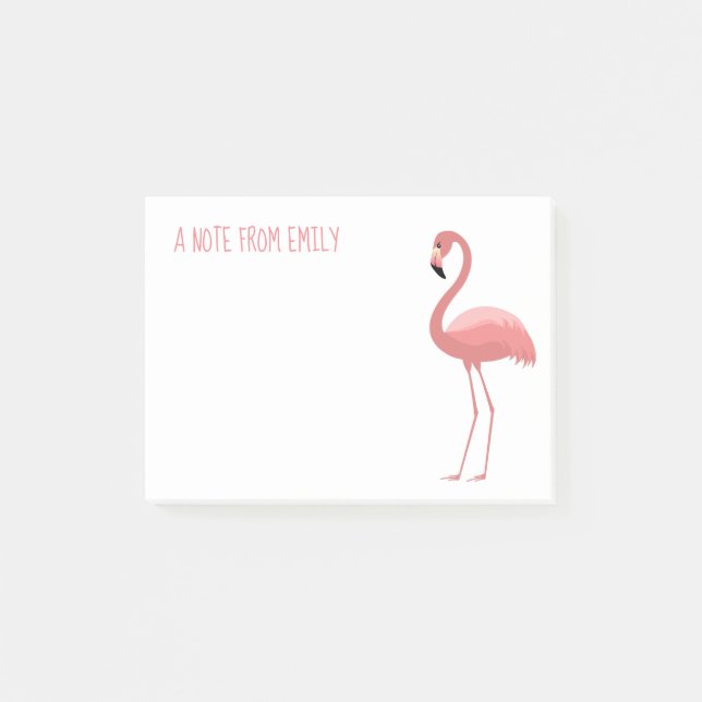 Rosa Flamingo Notis Från Post-it Block (Framsida)