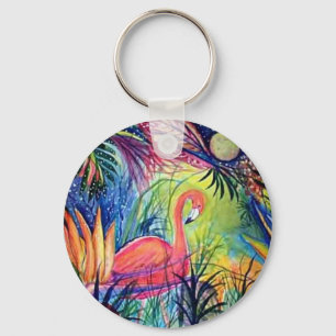 Rosa Flamingo Nyckelring