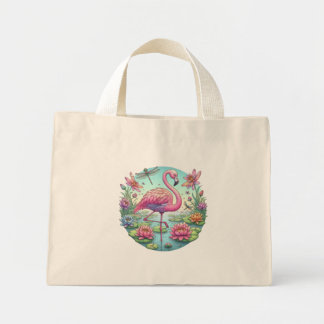 Rosa Flamingo och Dragonfly Mini Tygkasse