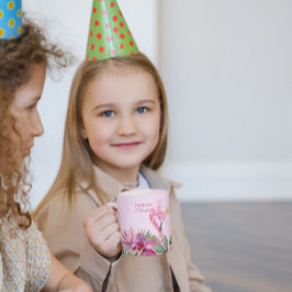 Rosa Flamingo och Flowers Kaffemugg