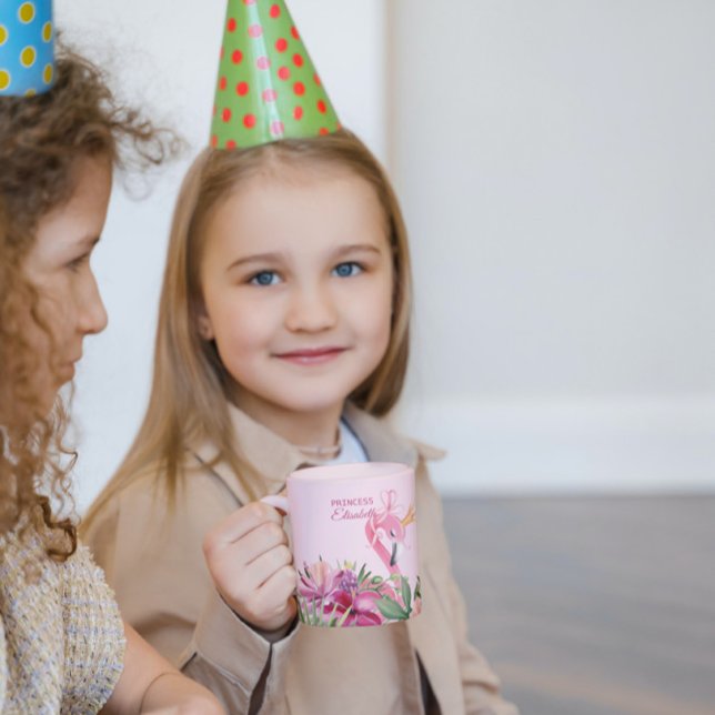 Rosa Flamingo och Flowers Kaffemugg (Skapare uppladdad)