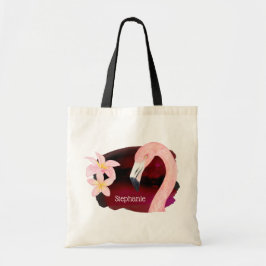 Rosa Flamingo och Frangipani Flowers Personlig Tygkasse