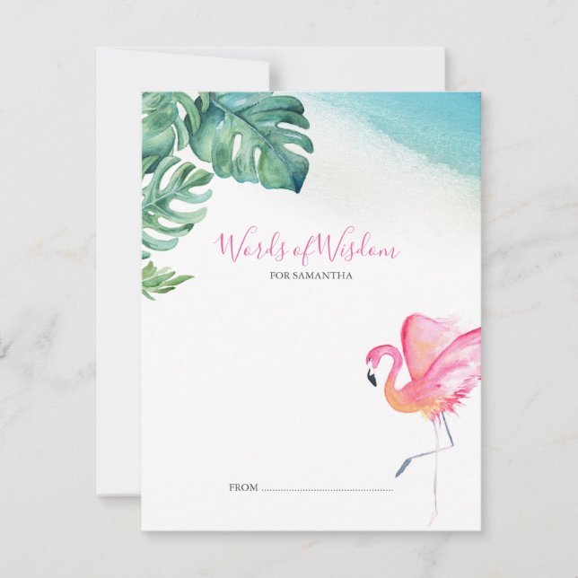 Rosa Flamingo och Gingham Baby Shower Advice Card (Framsida)