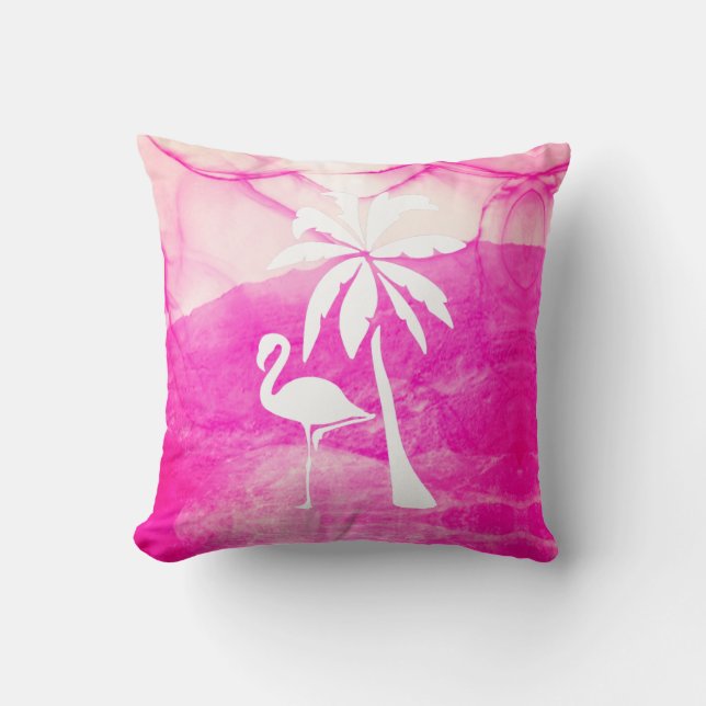 Rosa Flamingo och Handflatan Kudde (Framsida)