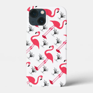 Rosa Flamingo och Handflatan Träd Mönster