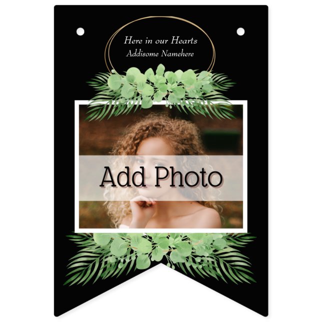 Rosa Flamingo och Hearts Mönster black Vimplar (Första flaggan)