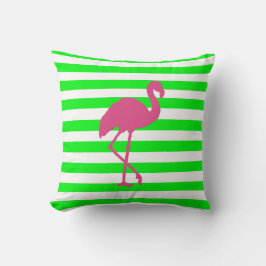 Rosa Flamingo och Lime Rand Kudde