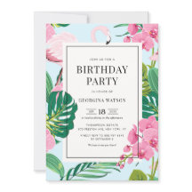 Rosa Flamingo och Orchids Tropical Födelsedagsfest