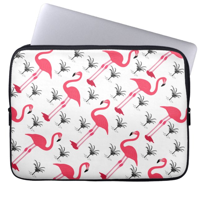 Rosa Flamingo och palmträd Laptop Sleeve (Framsidan)