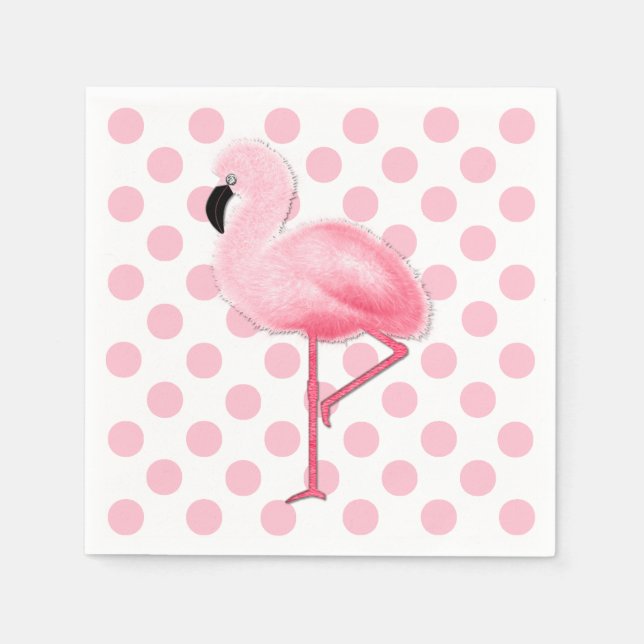 Rosa Flamingo och Polka Dot Napkins Pappersservett (Framsidan)