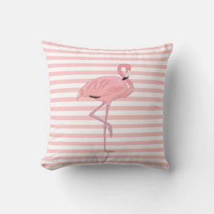 Rosa Flamingo och randdekorativ kudde