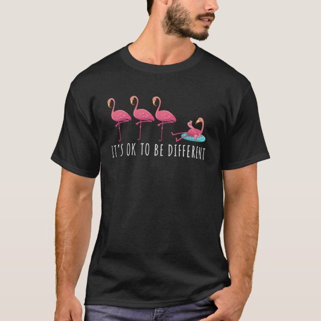 Rosa Flamingo  OK att vara annorlunda  Pride Gin S T Shirt (Framsida)