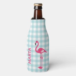 Rosa Flamingo på Gingham Flaska Cooler