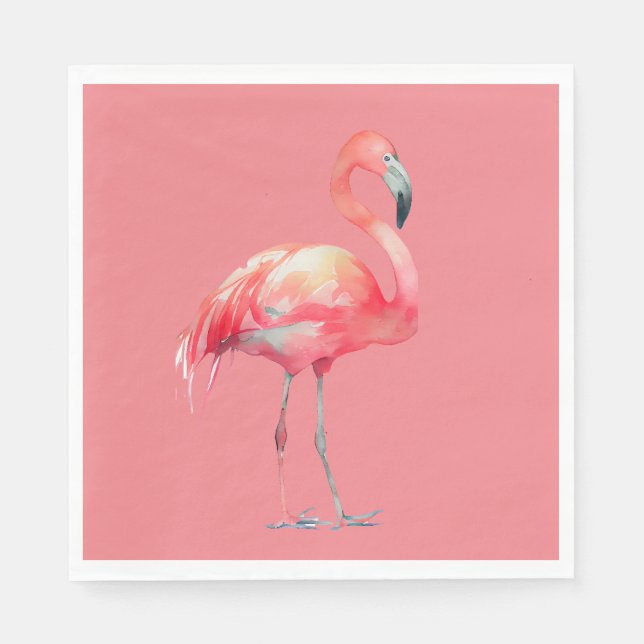 Rosa Flamingo på rosa pappra blöjor Pappersservett (Framsidan)