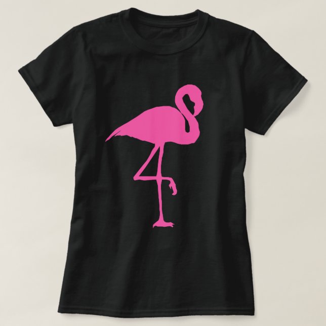 ROSA FLAMINGO på svart T-tröja T Shirt (Design framsida)