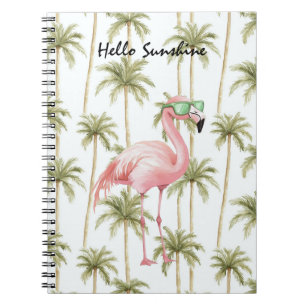 Rosa Flamingo Palmträd Anteckningsbok