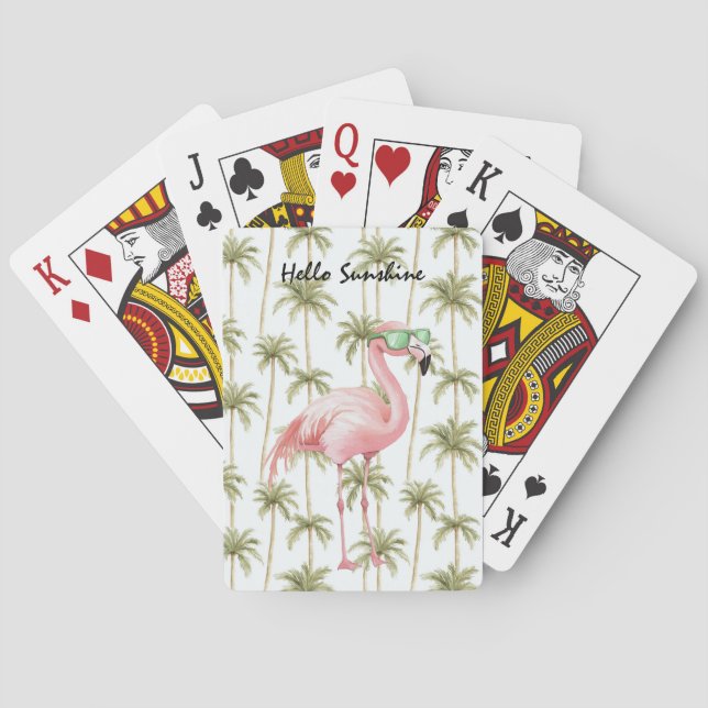 Rosa Flamingo Palmträd Casinokort (Baksidan)