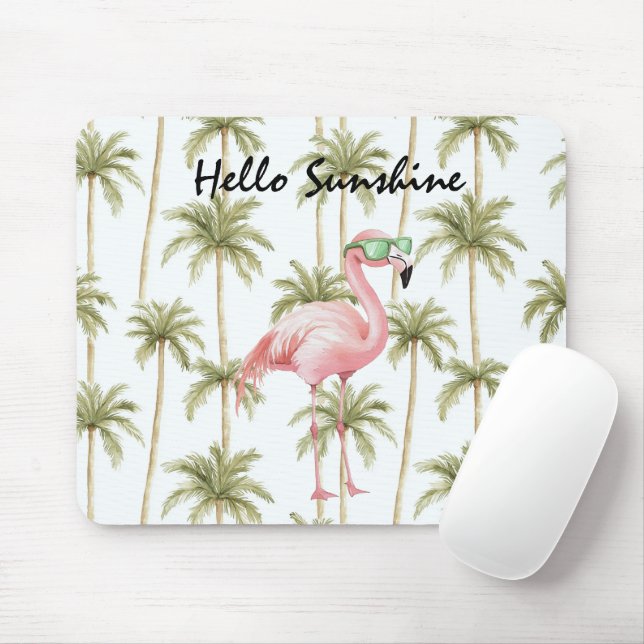 Rosa Flamingo Palmträd Musmatta (Med mus)