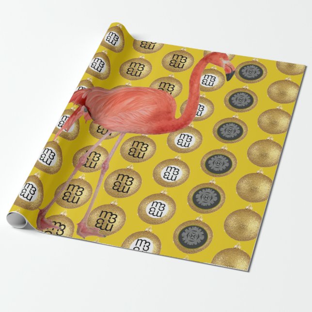 ROSA FLAMINGO papper julomslutning Presentpapper (Utrullad)