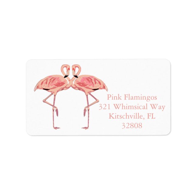 Rosa Flamingo Par Söta Flamingos Romantik Adressetikett (Framsidan)