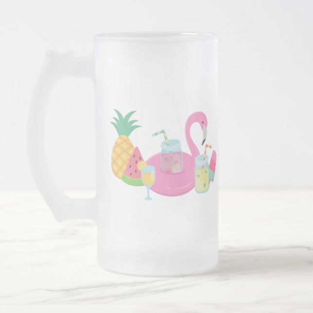 Rosa Flamingo Party Frosted mugg (Vänster)