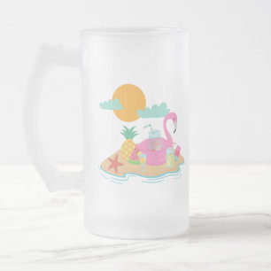 Rosa Flamingo Party Frosted mugg