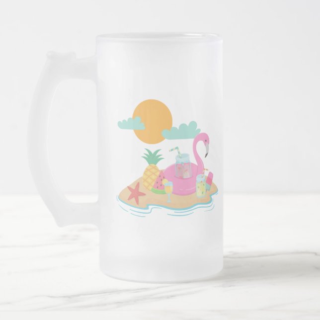 Rosa Flamingo Party Frosted mugg (Vänster)