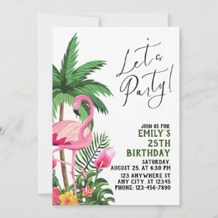 Rosa Flamingo Party Inbjudningar