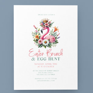 Rosa Flamingo Påsk Flowers Brunch & Egg Hunt Inbjudningar